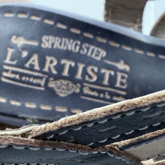 Spring Step L'Artiste Shoes Womens Size 10 Blue Wedge Sandals Leather Comfort - Picture 11 of 15